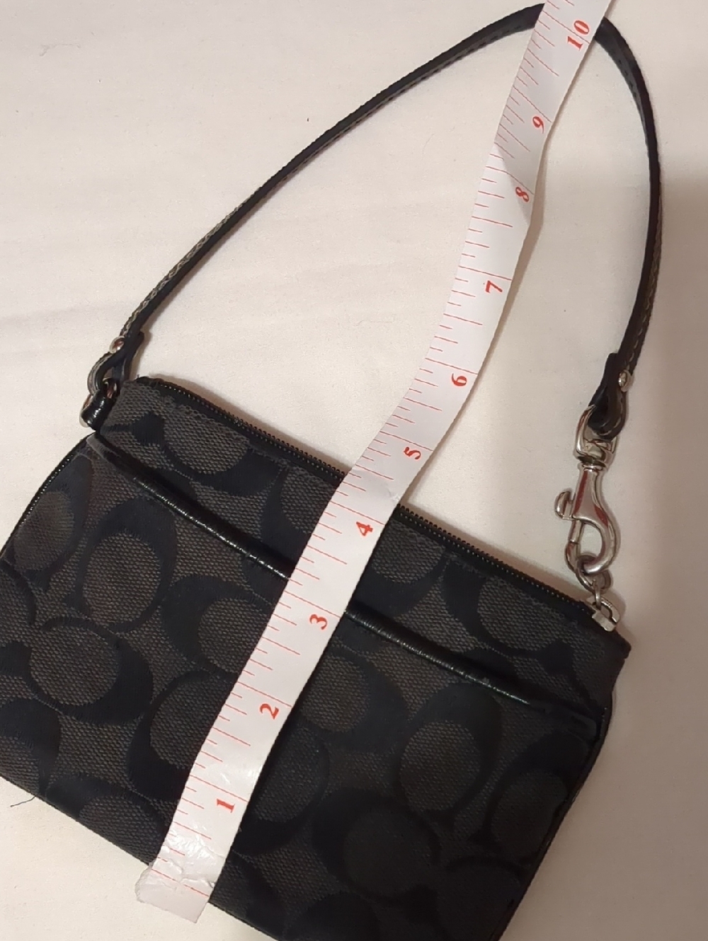 Coach Small Black Signature Canvas Wristlet - Picture 11 of 12